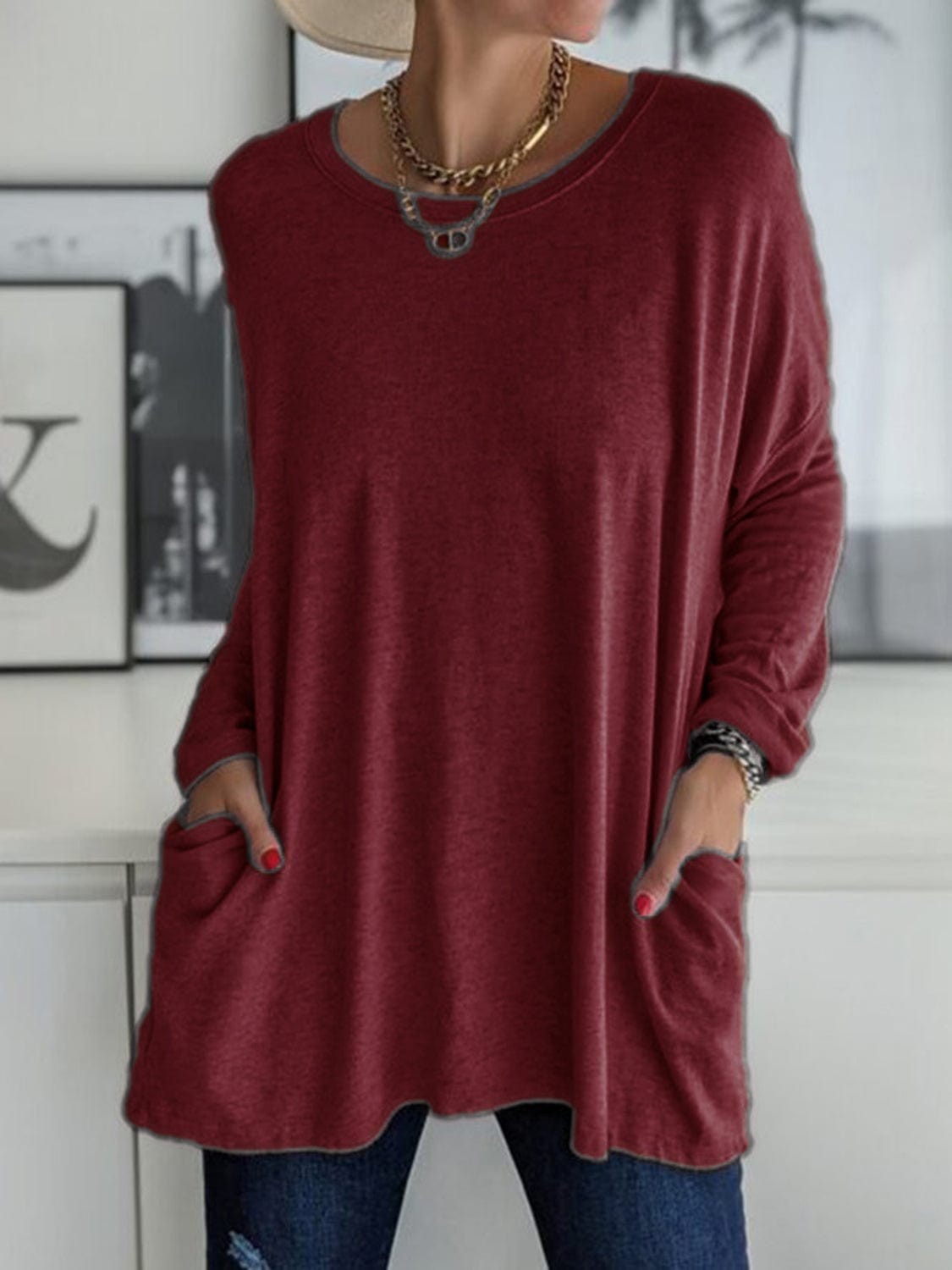Trendsi Fall Full Size Round Neck Long Sleeve T-Shirt Full Size Round Neck Long Sleeve T-Shirt