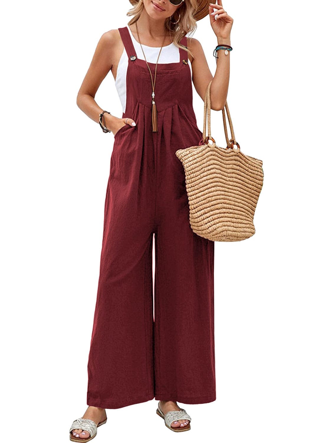 Trendsi Fall Full Size Square Neck Wide Strap Overalls Full Size Square Neck Wide Strap Overalls