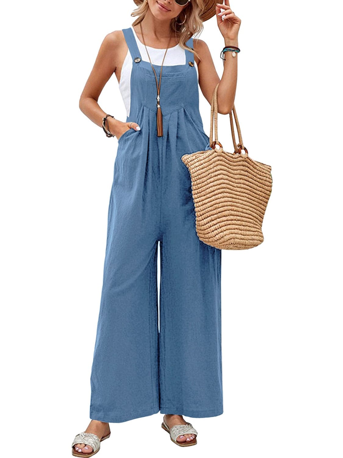 Trendsi Fall Full Size Square Neck Wide Strap Overalls Full Size Square Neck Wide Strap Overalls