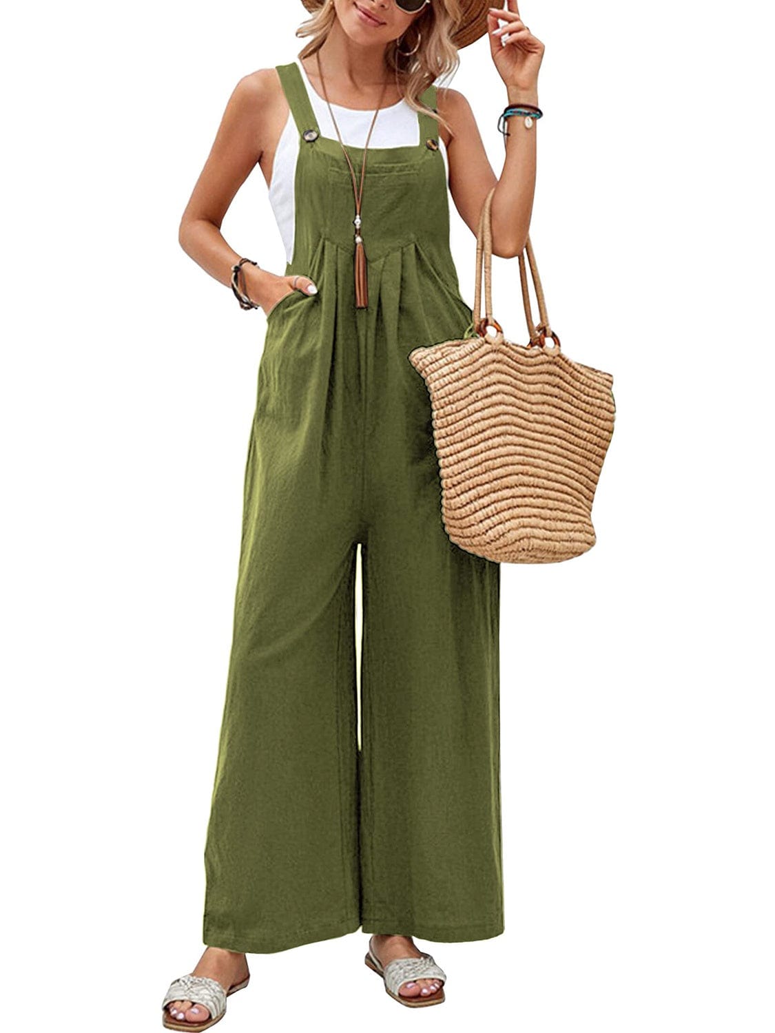 Trendsi Fall Full Size Square Neck Wide Strap Overalls Full Size Square Neck Wide Strap Overalls