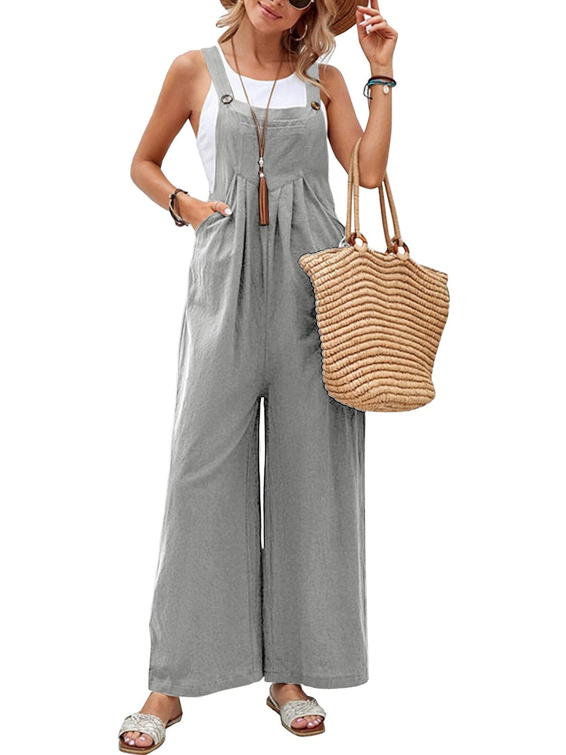 Trendsi Fall Full Size Square Neck Wide Strap Overalls Full Size Square Neck Wide Strap Overalls