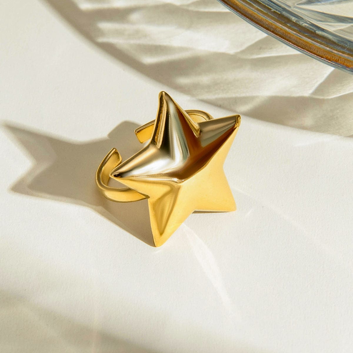 Trendsi Fall Gold / One Size 18K Gold-Plated Stainless Steel Star Ring 18K Gold-Plated Stainless Steel Star Ring