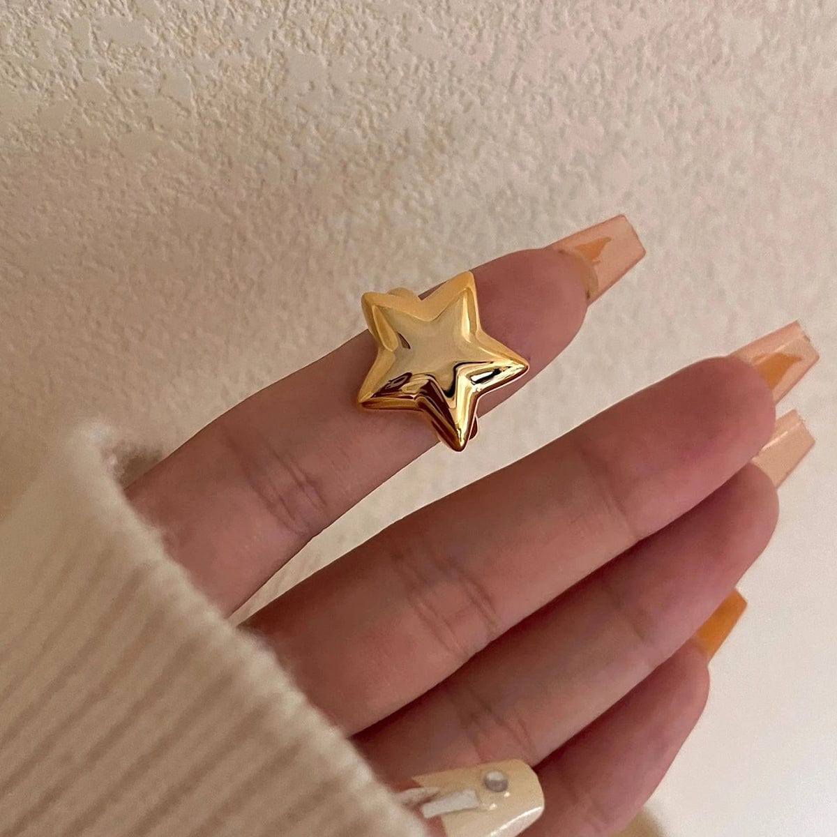 Trendsi Fall Gold / One Size 18K Gold-Plated Stainless Steel Star Ring 18K Gold-Plated Stainless Steel Star Ring