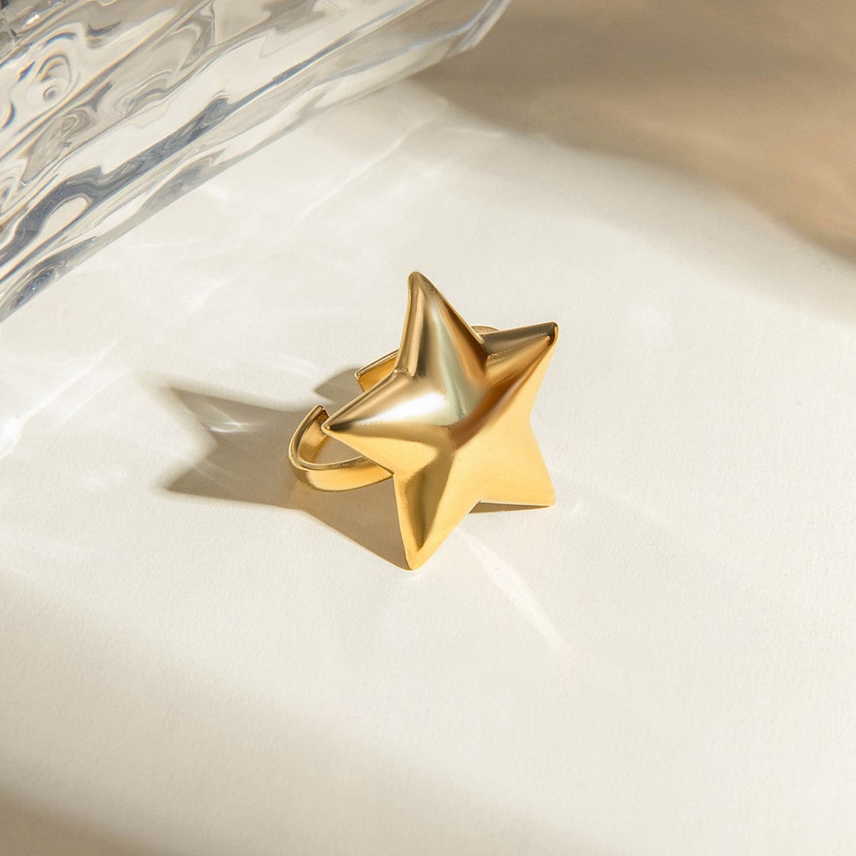Trendsi Fall Gold / One Size 18K Gold-Plated Stainless Steel Star Ring 18K Gold-Plated Stainless Steel Star Ring