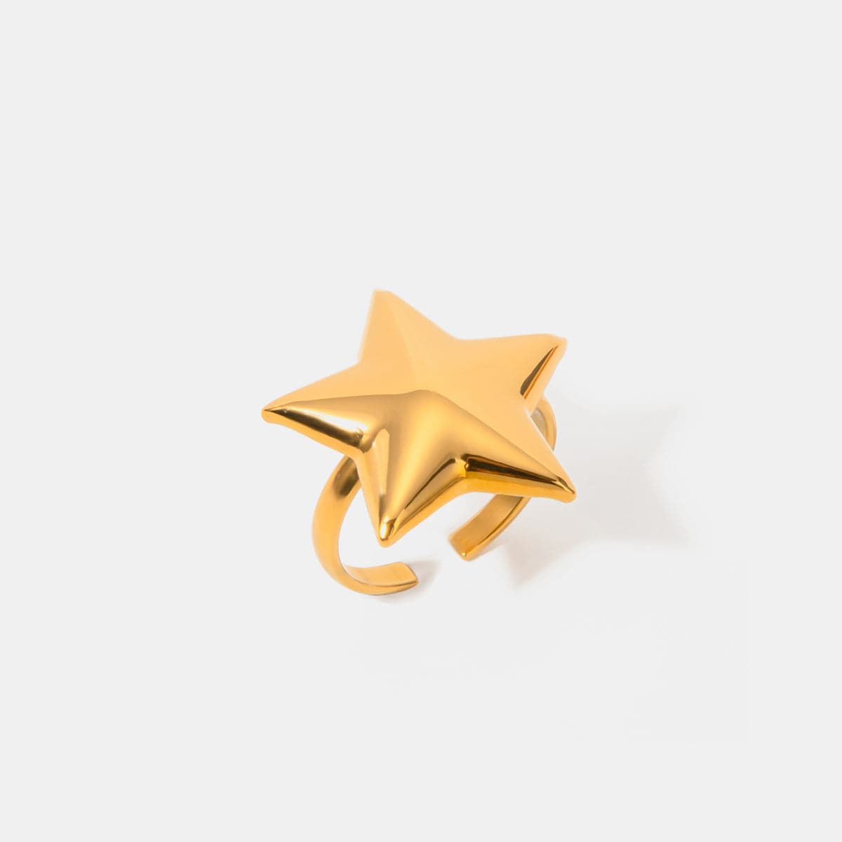 Trendsi Fall Gold / One Size 18K Gold-Plated Stainless Steel Star Ring 18K Gold-Plated Stainless Steel Star Ring