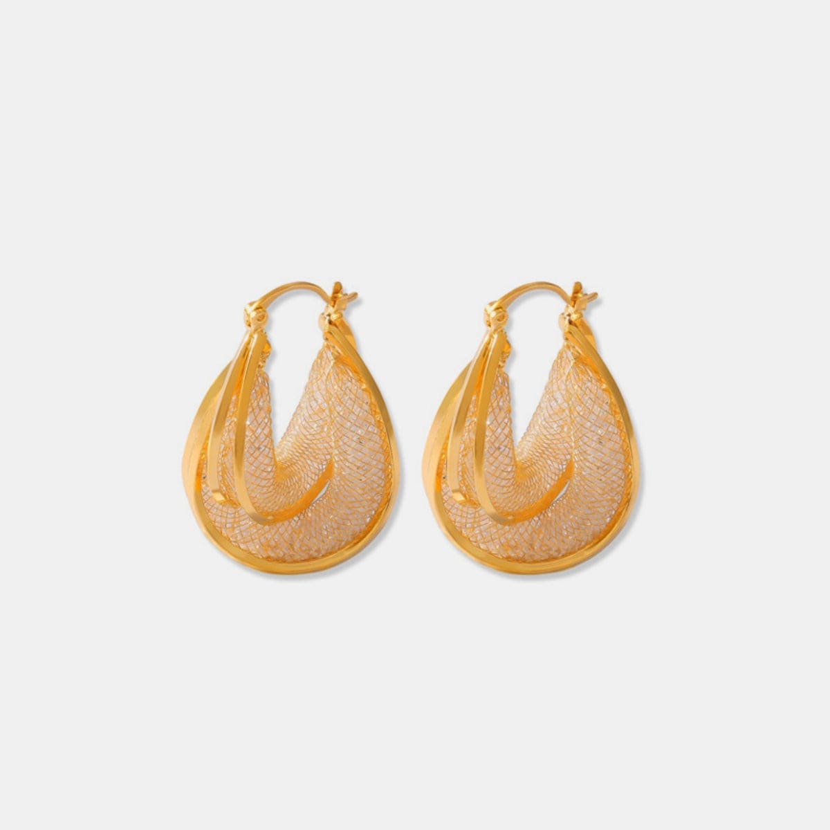 Trendsi Fall Gold / One Size Copper Glass Stone U Shape Earrings Copper Glass Stone U Shape Earrings