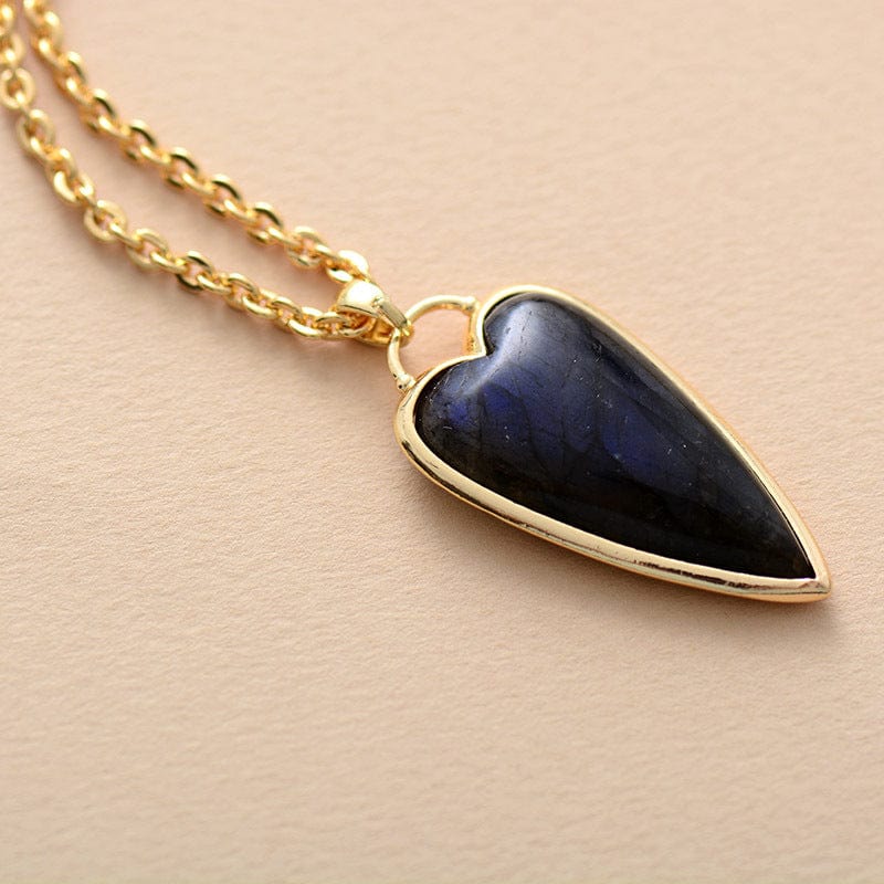 Trendsi Fall Gold / One Size Copper Labradorite Heart Shape Necklace Copper Labradorite Heart Shape Necklace