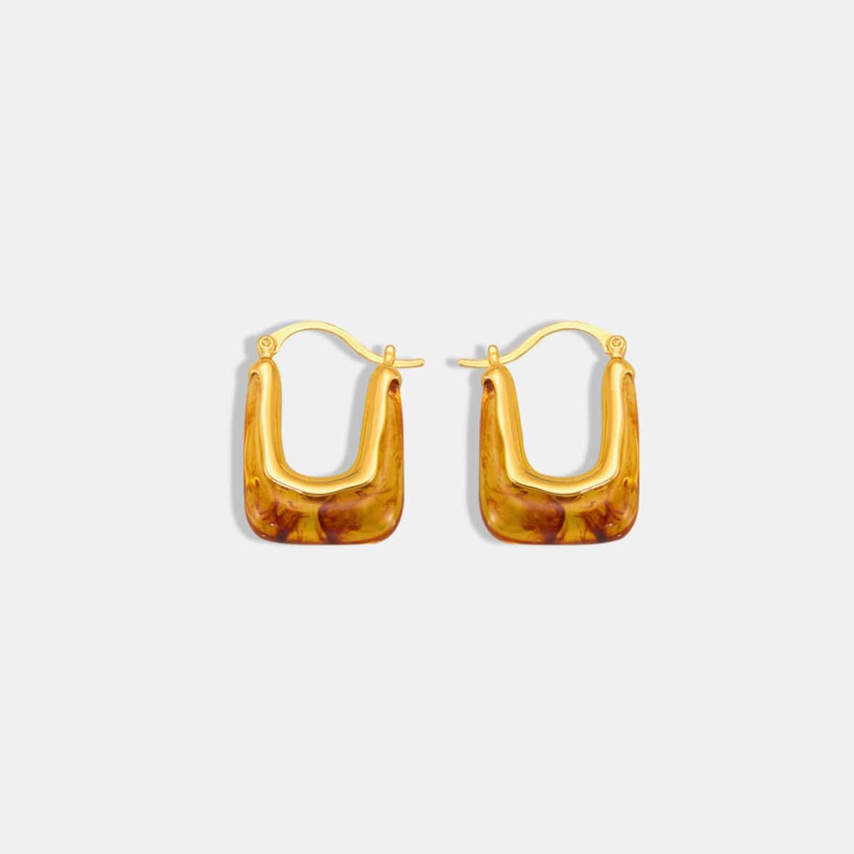 Trendsi Fall Gold / One Size Resin Copper U Shape Earrings Resin Copper U Shape Earrings