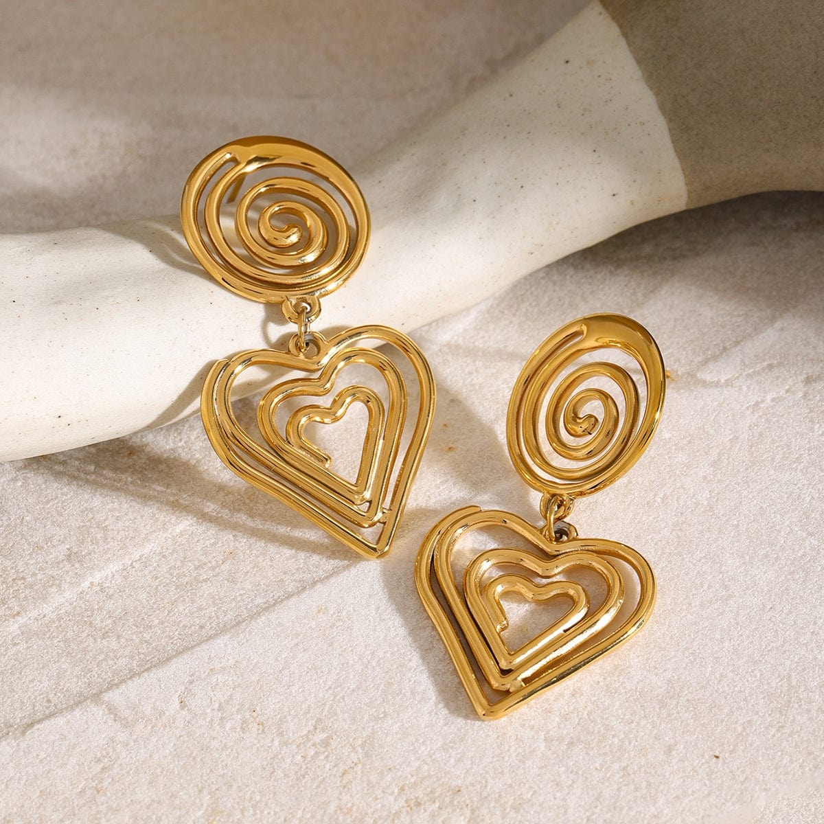 Trendsi Fall Gold / One Size Stainless Steel Heart Earrings Stainless Steel Heart Earrings