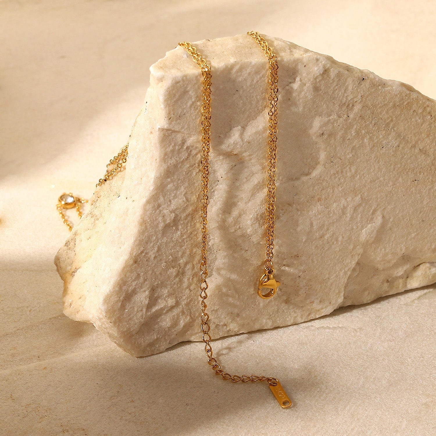 Trendsi Fall Gold / One Size Stainless Steel Zircon Double-Layered Necklace Stainless Steel Zircon Double-Layered Necklace