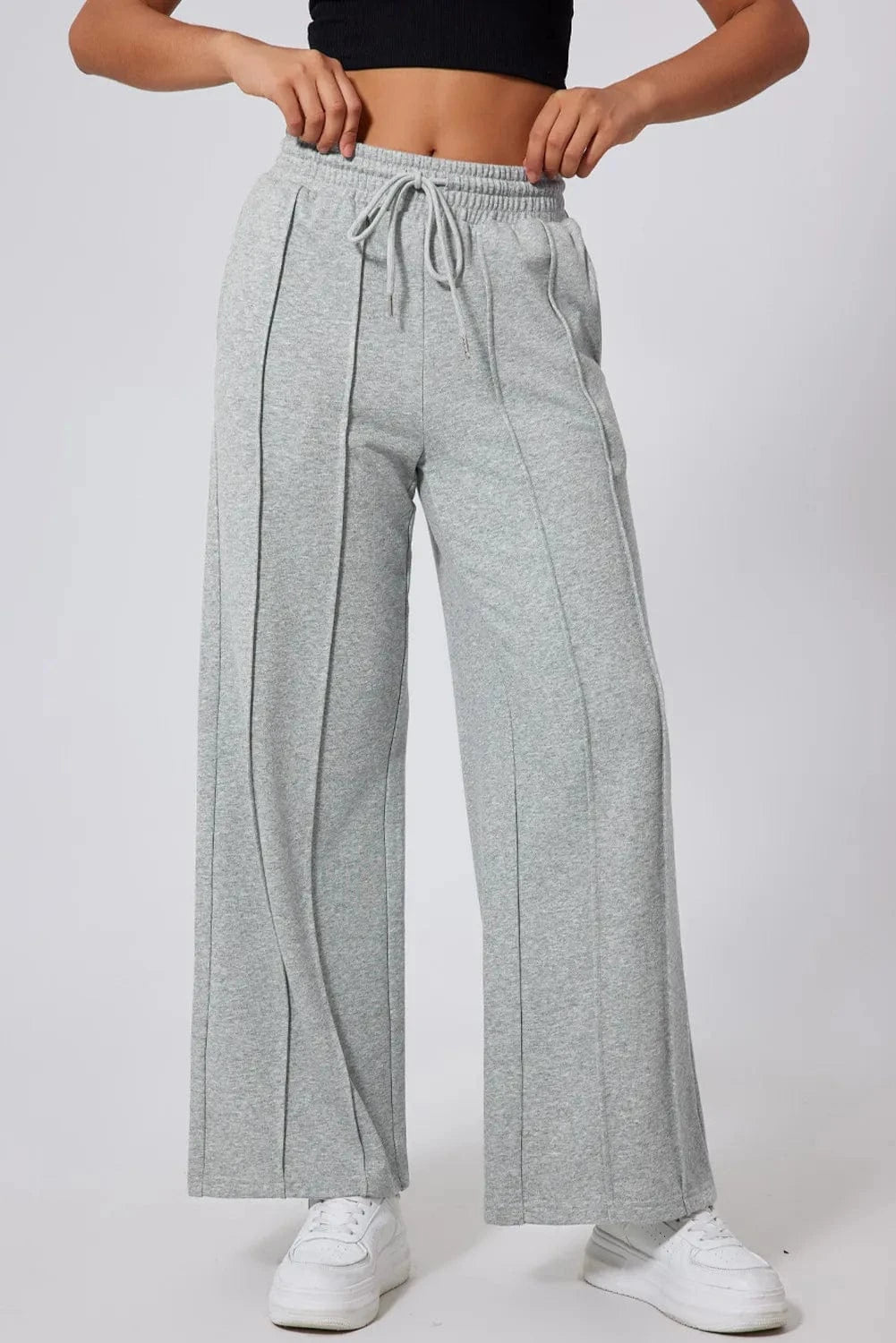 Trendsi Fall Gray / S Drawstring Wide Leg Active Pants Drawstring Wide Leg Active Pants
