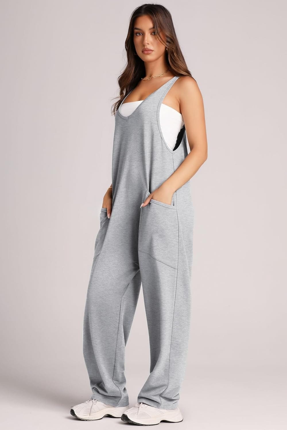 Trendsi Fall Gray / S Wide Strap Jumpsuit with Pockets Wide Strap Jumpsuit with Pockets