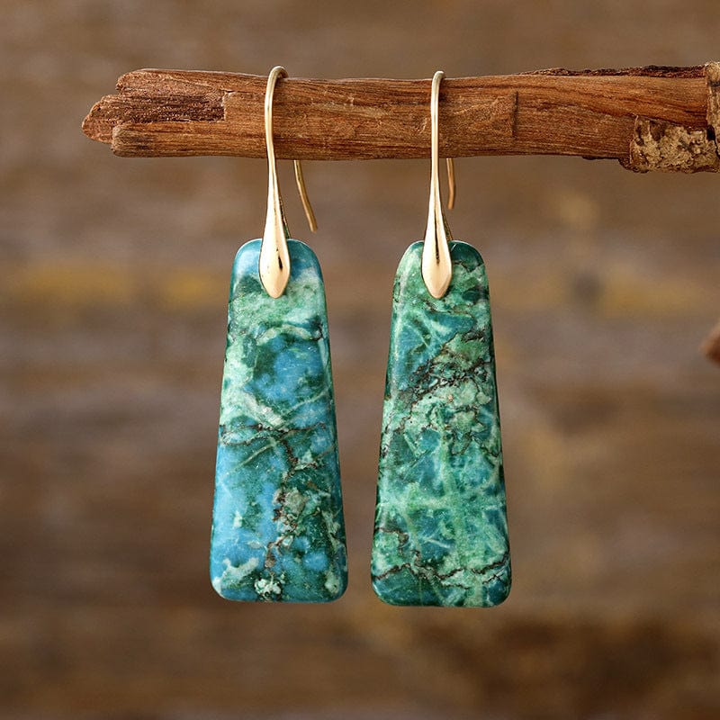 Trendsi Fall Green/Gold / One Size Copper Natural Stone Earrings Copper Natural Stone Earrings
