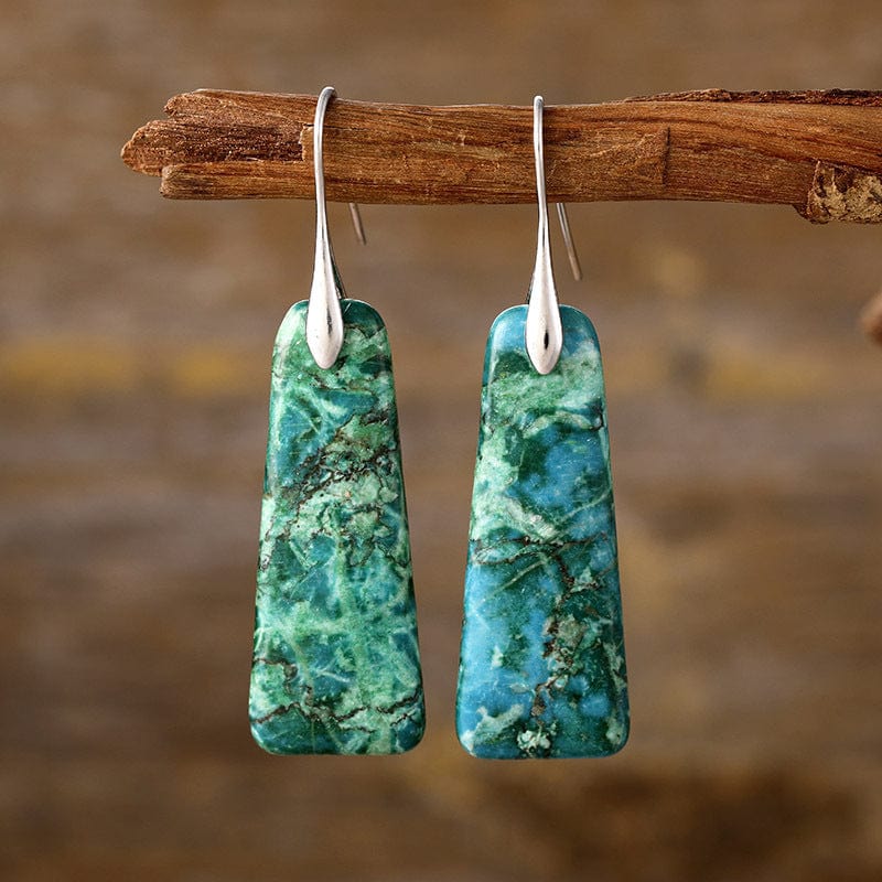 Trendsi Fall Green/Silver / One Size Copper Natural Stone Earrings Copper Natural Stone Earrings