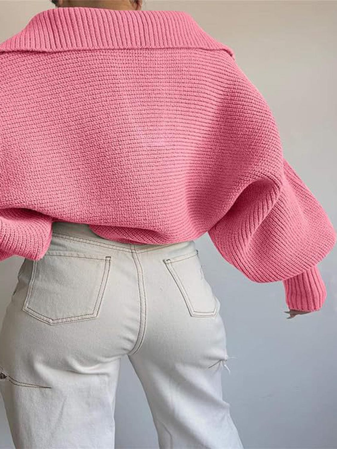 Trendsi Fall Johnny Collar Long Sleeve Sweater Johnny Collar Long Sleeve Sweater