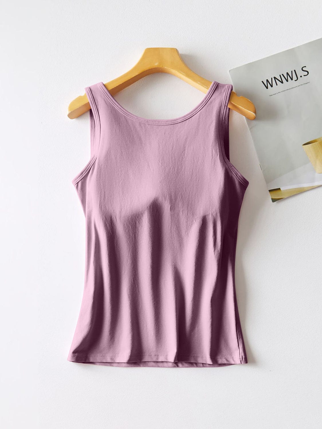 Trendsi Fall Lilac / M Round Neck Tank with Bra Round Neck Tank with Bra