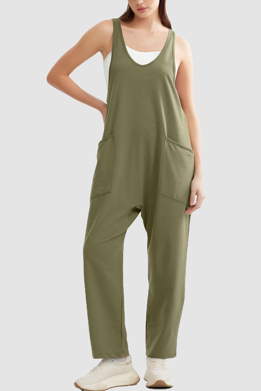 Trendsi Fall Matcha Green / S Wide Strap Jumpsuit with Pockets Wide Strap Jumpsuit with Pockets