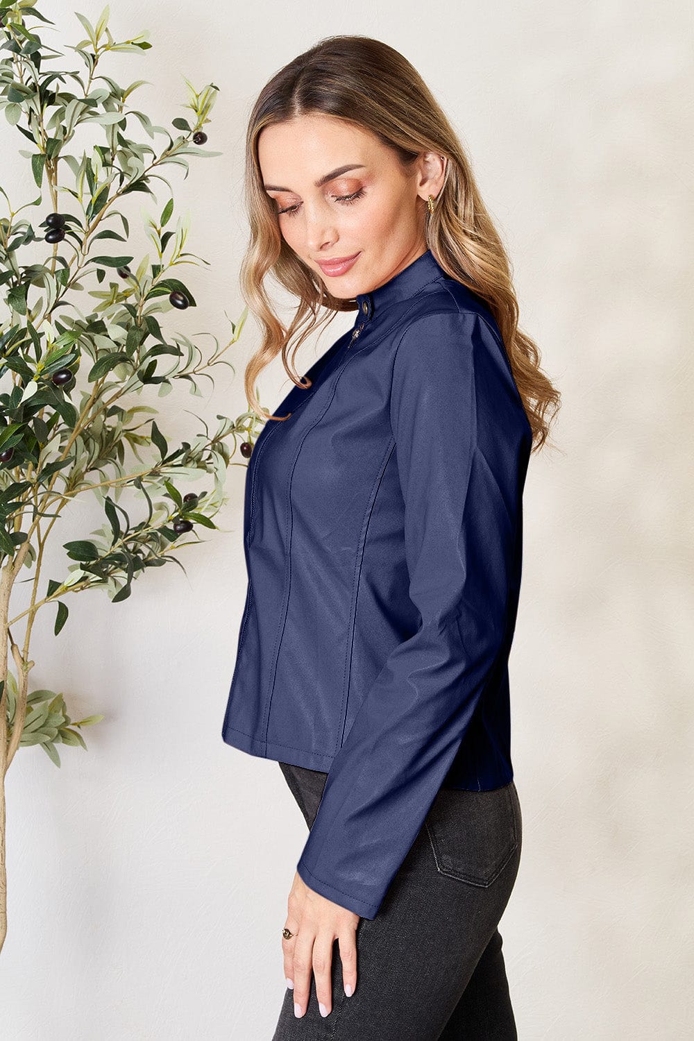 Trendsi Fall Mock Neck Zip Up Jacket Mock Neck Zip Up Jacket