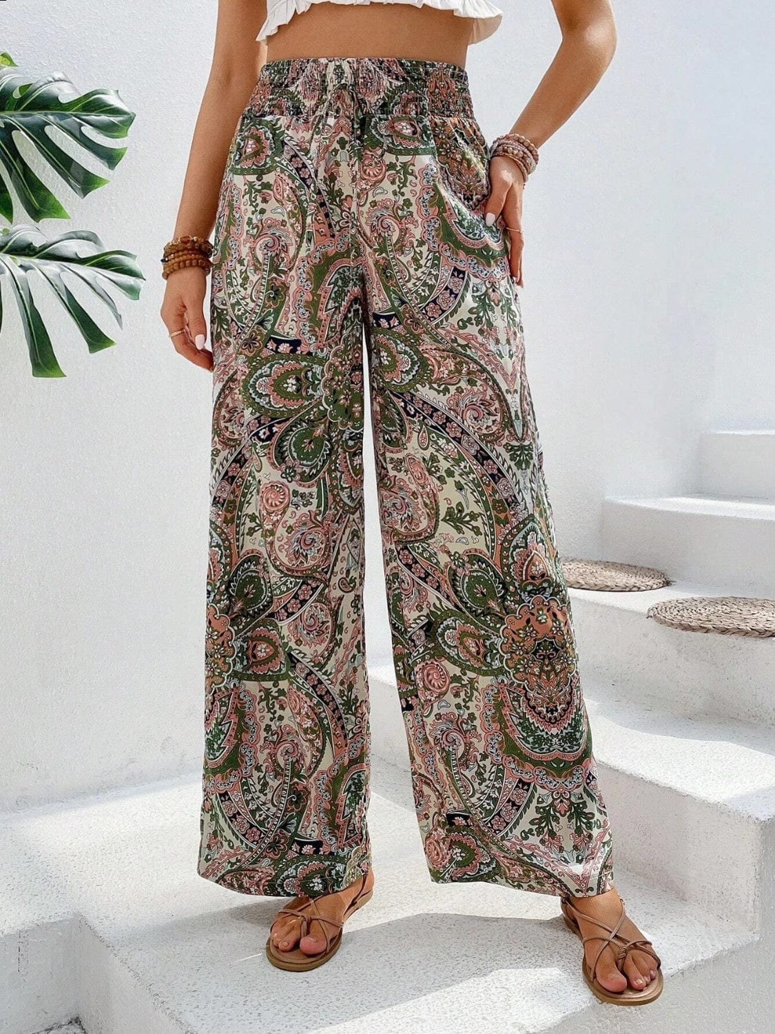 Trendsi Fall Multicolor / S Printed Wide Leg Pants Printed Wide Leg Pants