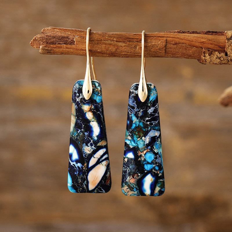 Trendsi Fall Navy/Gold / One Size Copper Natural Stone Earrings Copper Natural Stone Earrings