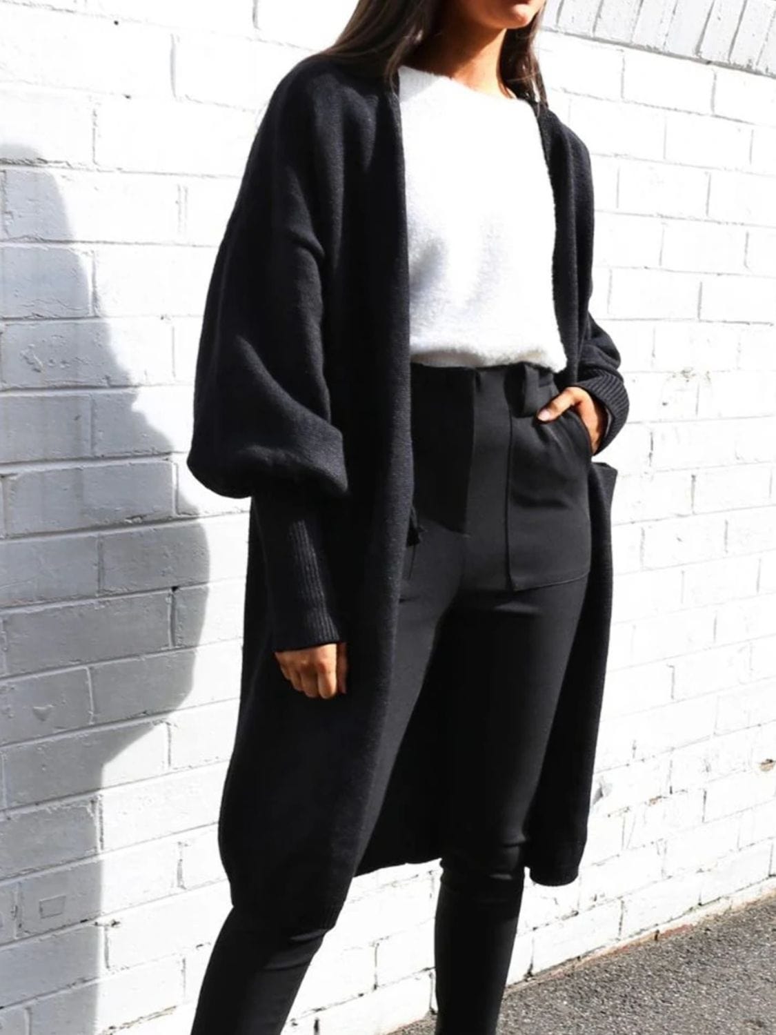 Trendsi Fall Open Front Dropped Shoulder Cardigan Open Front Dropped Shoulder Cardigan