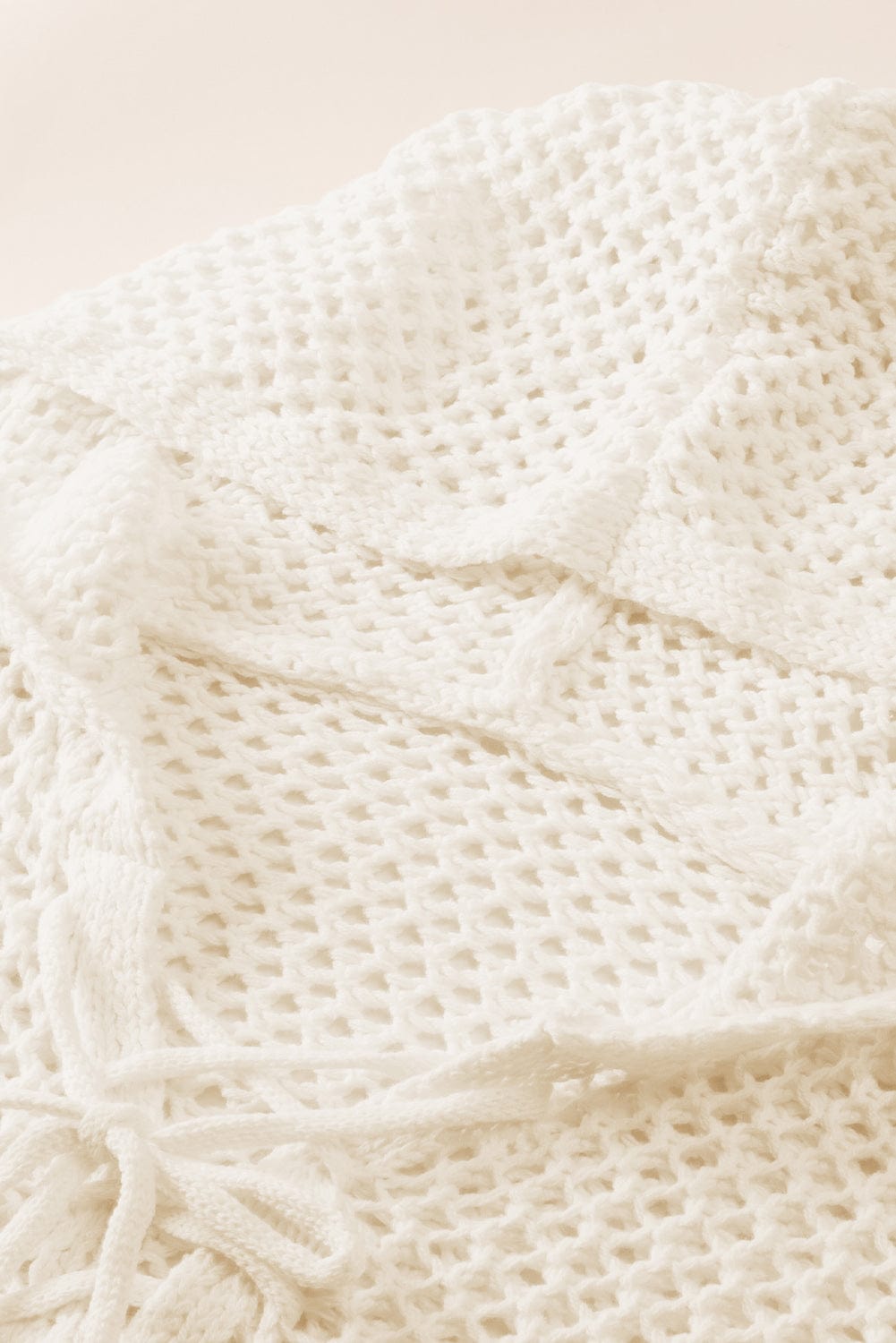 Trendsi Fall Openwork Lace-Up Hooded Sweater Openwork Lace-Up Hooded Sweater