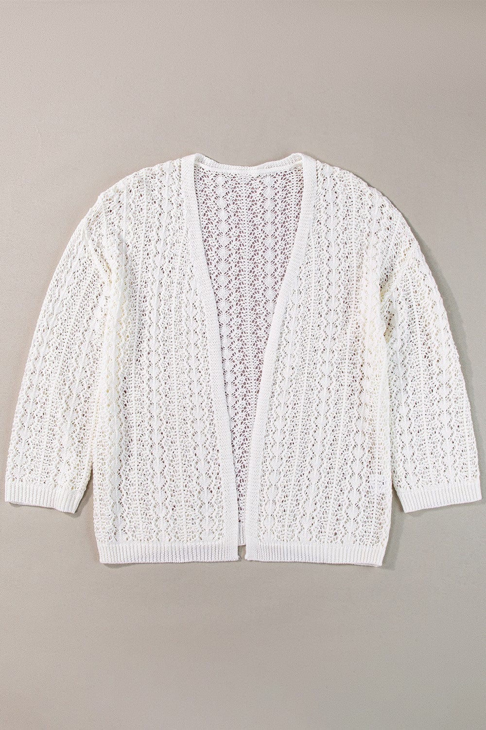 Trendsi Fall Openwork Open Front Dropped Shoulder Cardigan Openwork Open Front Dropped Shoulder Cardigan