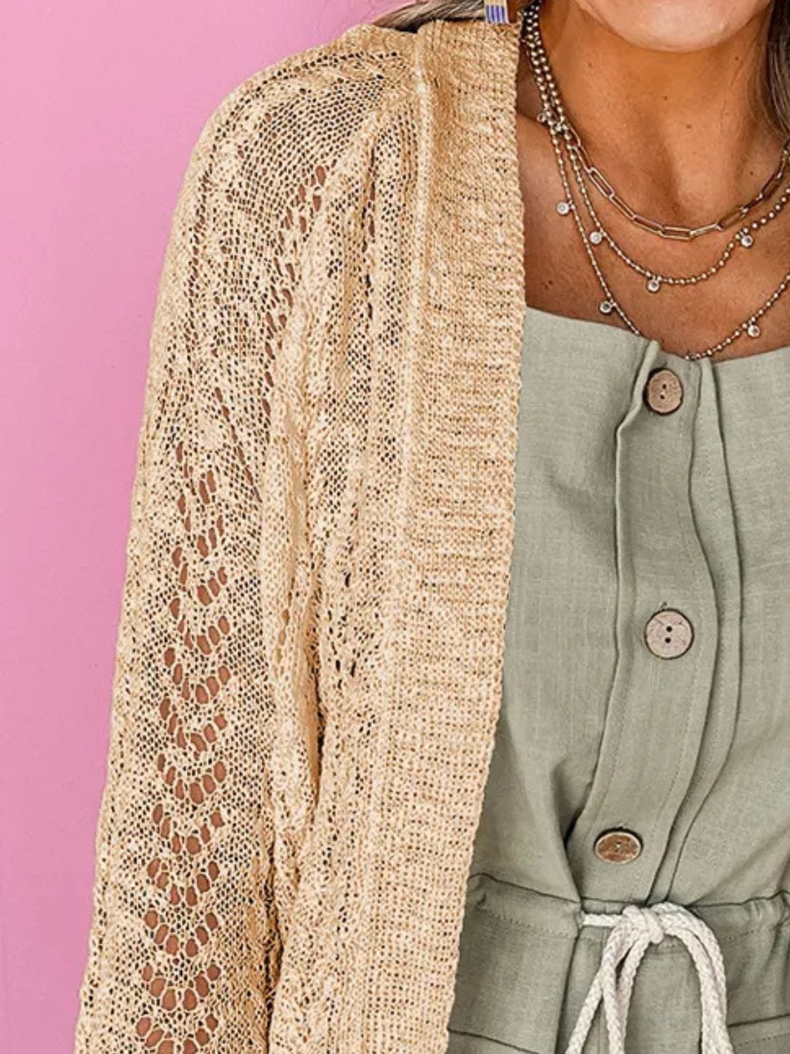Trendsi Fall Openwork Open Front Long Sleeve Cardigan Openwork Open Front Long Sleeve Cardigan