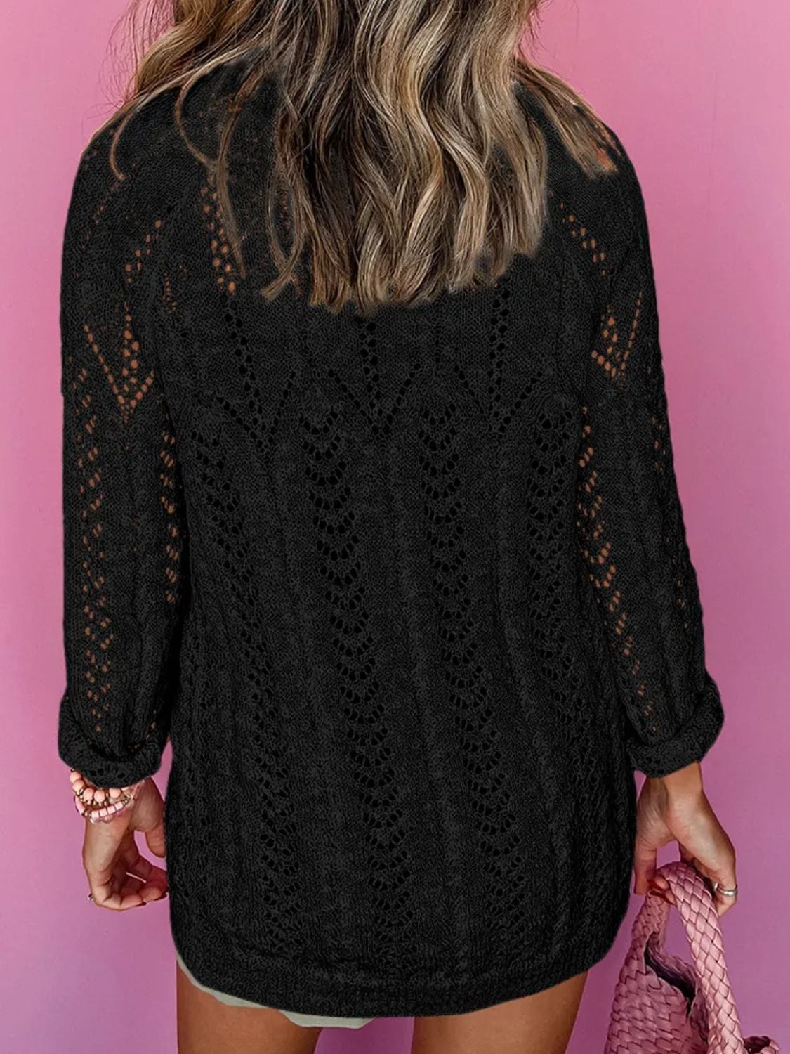 Trendsi Fall Openwork Open Front Long Sleeve Cardigan Openwork Open Front Long Sleeve Cardigan