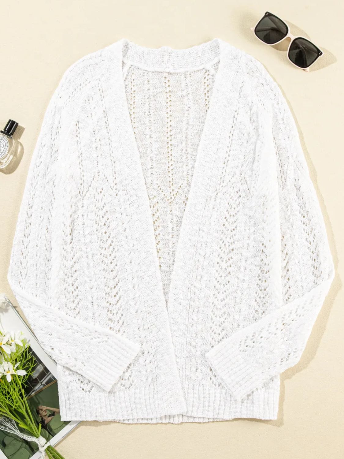 Trendsi Fall Openwork Open Front Long Sleeve Cardigan Openwork Open Front Long Sleeve Cardigan