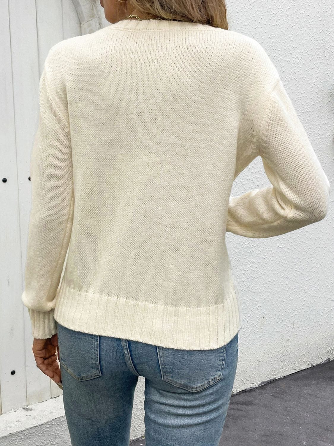Trendsi Fall Openwork Round Neck Long Sleeve Sweater Openwork Round Neck Long Sleeve Sweater