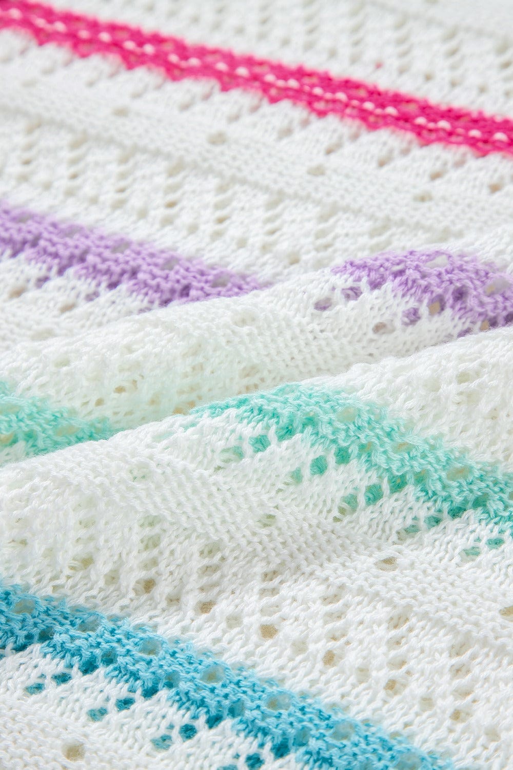 Trendsi Fall Openwork Striped Long Sleeve Knit Cover Up Openwork Striped Long Sleeve Knit Cover Up