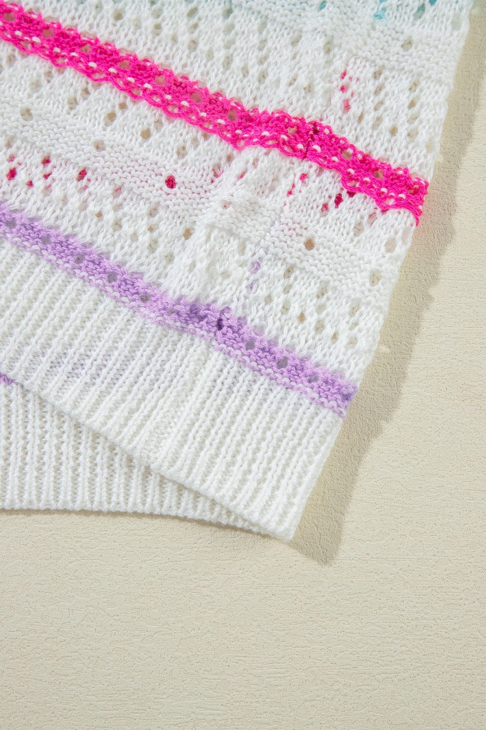 Trendsi Fall Openwork Striped Long Sleeve Knit Cover Up Openwork Striped Long Sleeve Knit Cover Up