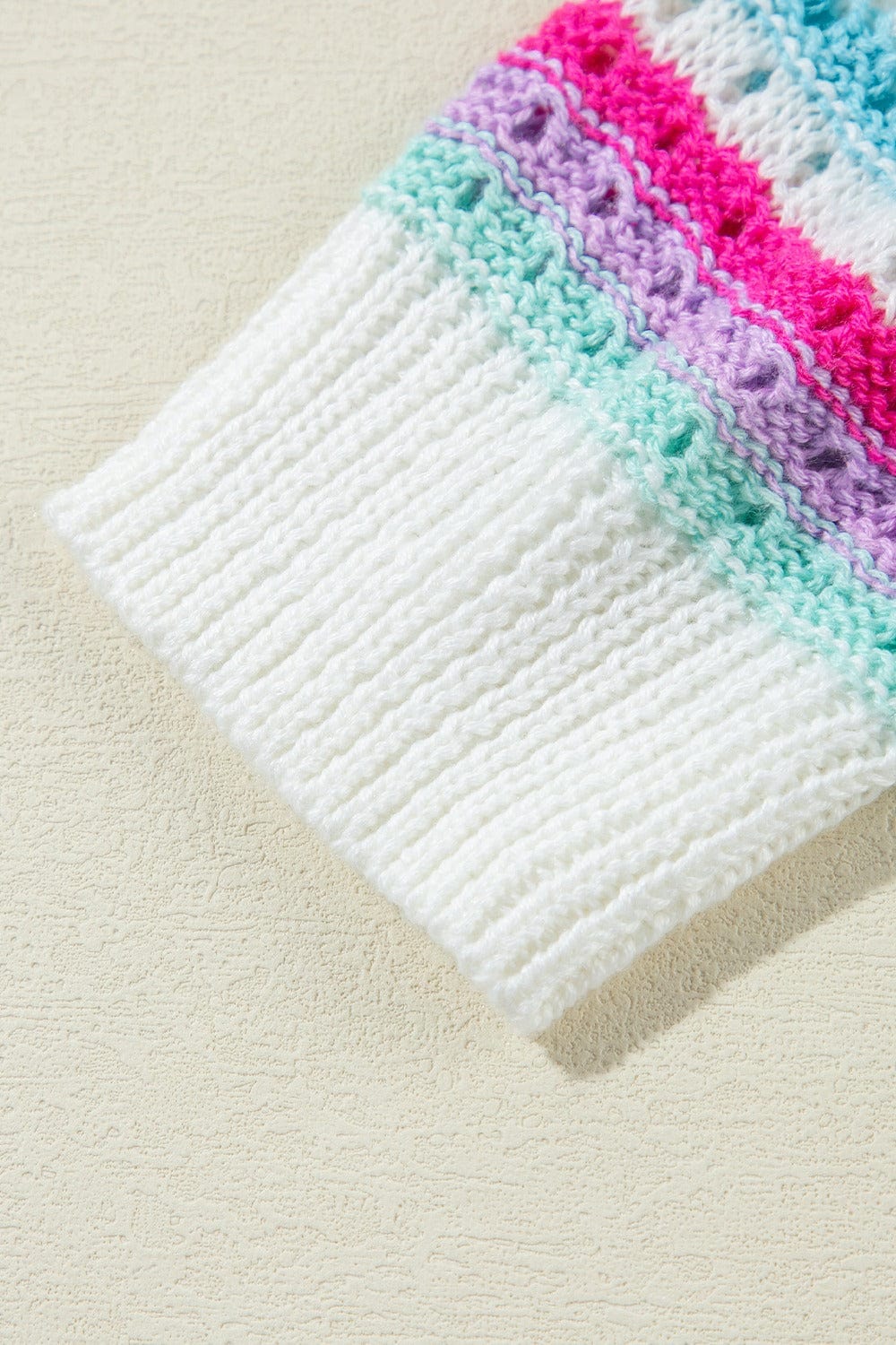 Trendsi Fall Openwork Striped Long Sleeve Knit Cover Up Openwork Striped Long Sleeve Knit Cover Up