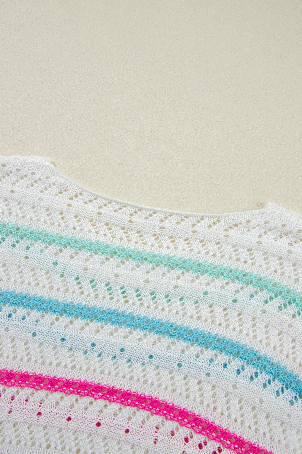 Trendsi Fall Openwork Striped Long Sleeve Knit Cover Up Openwork Striped Long Sleeve Knit Cover Up