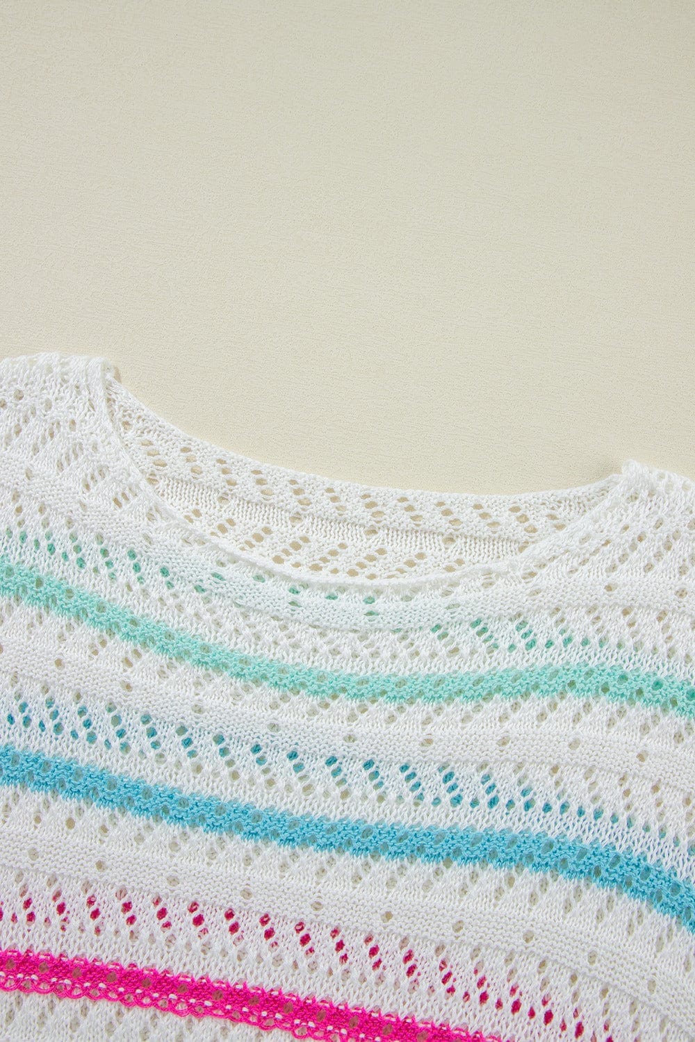 Trendsi Fall Openwork Striped Long Sleeve Knit Cover Up Openwork Striped Long Sleeve Knit Cover Up