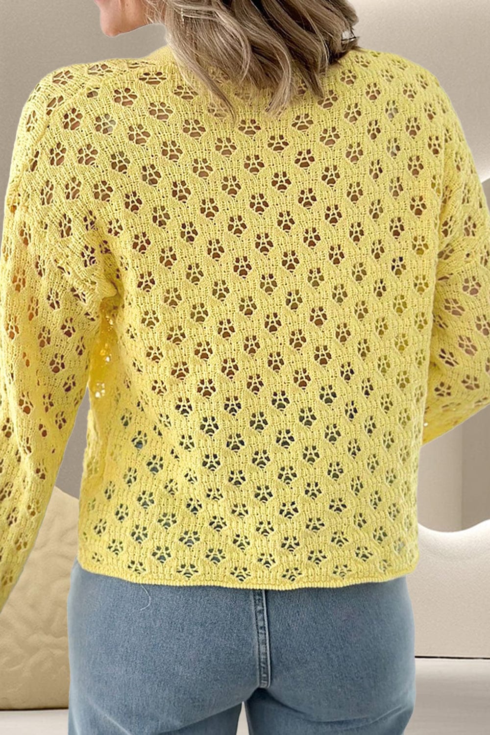 Trendsi Fall Openwork V-Neck Long Sleeve Cardigan Openwork V-Neck Long Sleeve Cardigan