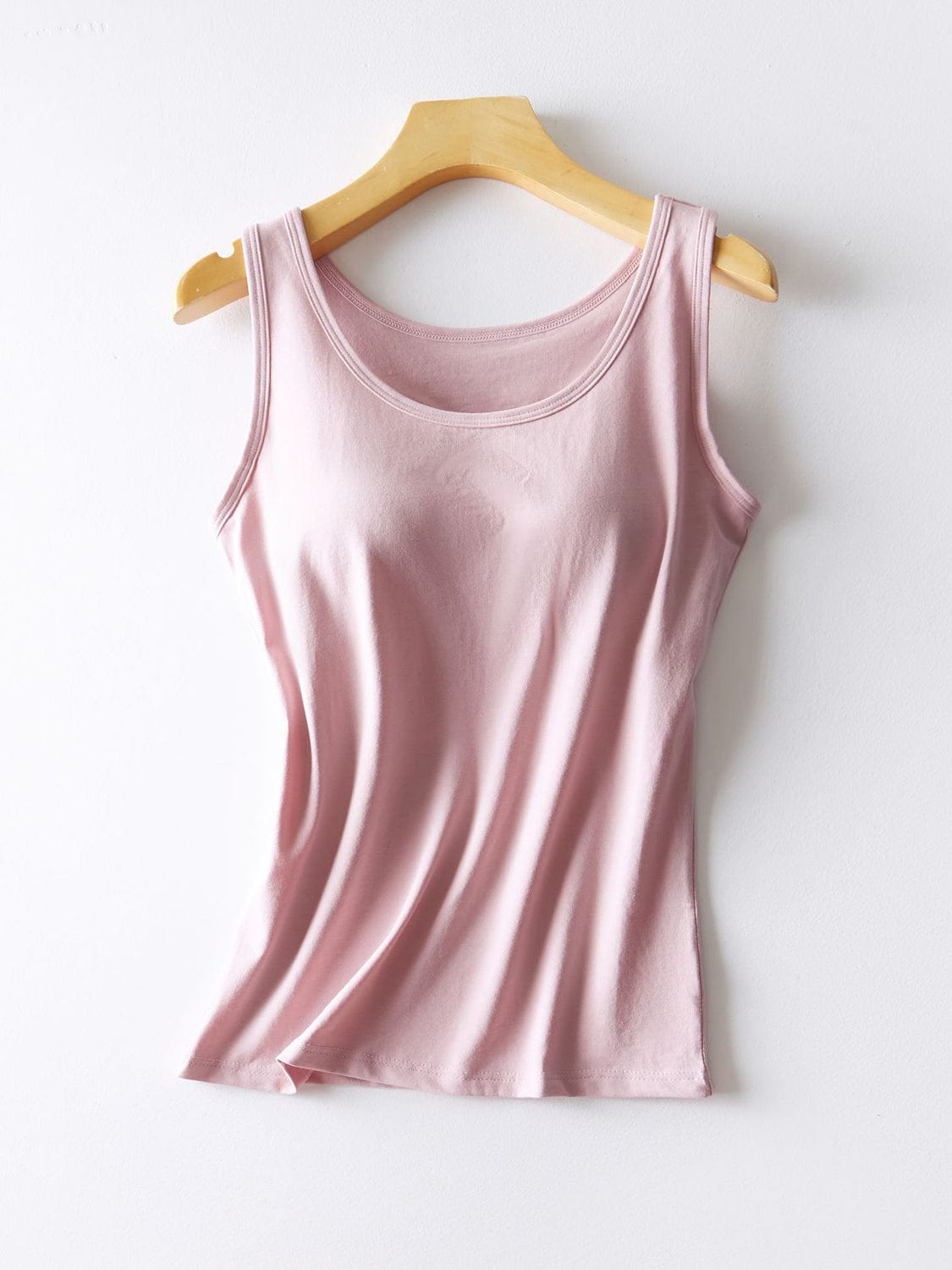 Trendsi Fall Pale Blush / M Round Neck Tank with Bra Round Neck Tank with Bra