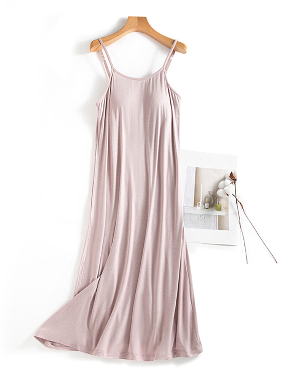 Trendsi Fall Pale Pink / M Scoop Neck Midi Cami Dress with Bra Scoop Neck Midi Cami Dress with Bra