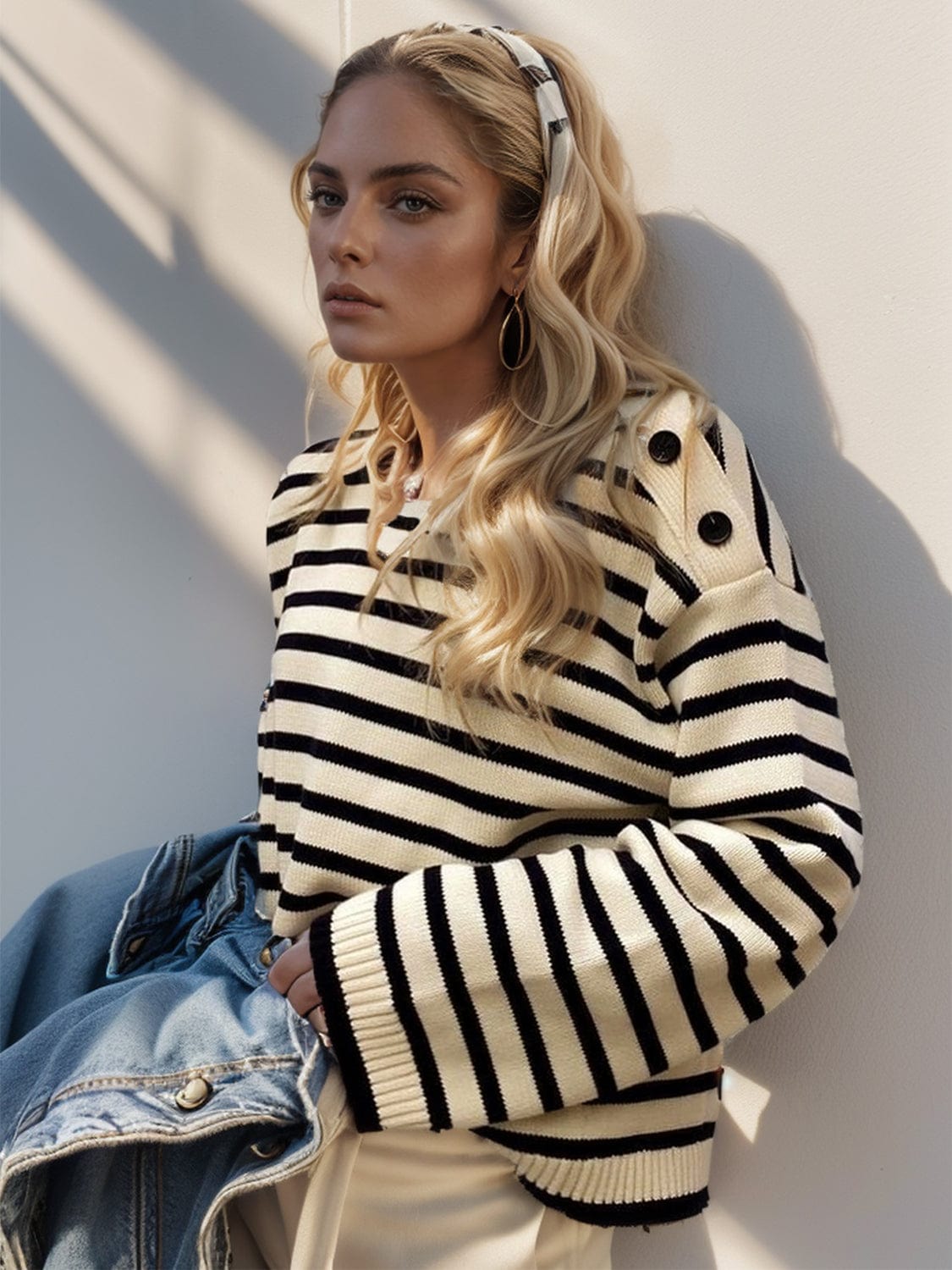 Trendsi Fall Pastel Yellow / S Striped Round Neck Long Sleeve Knit Top Striped Round Neck Long Sleeve Knit Top
