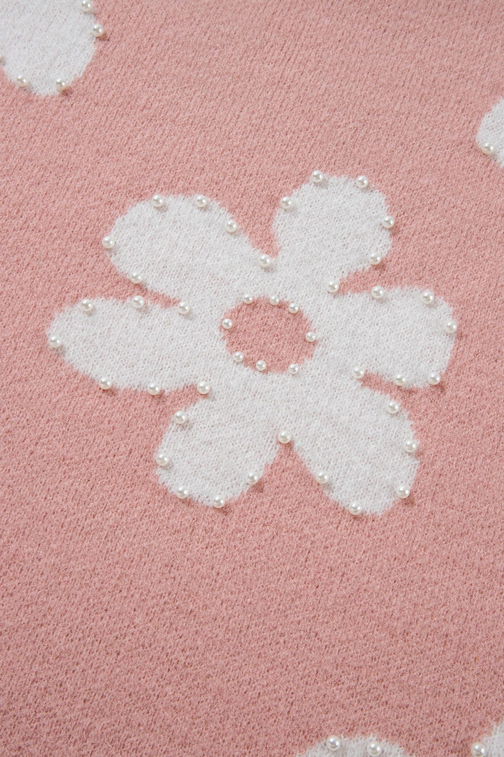 Trendsi Fall Pearl Trim Round Neck Short Sleeve Sweater Pearl Trim Round Neck Short Sleeve Sweater