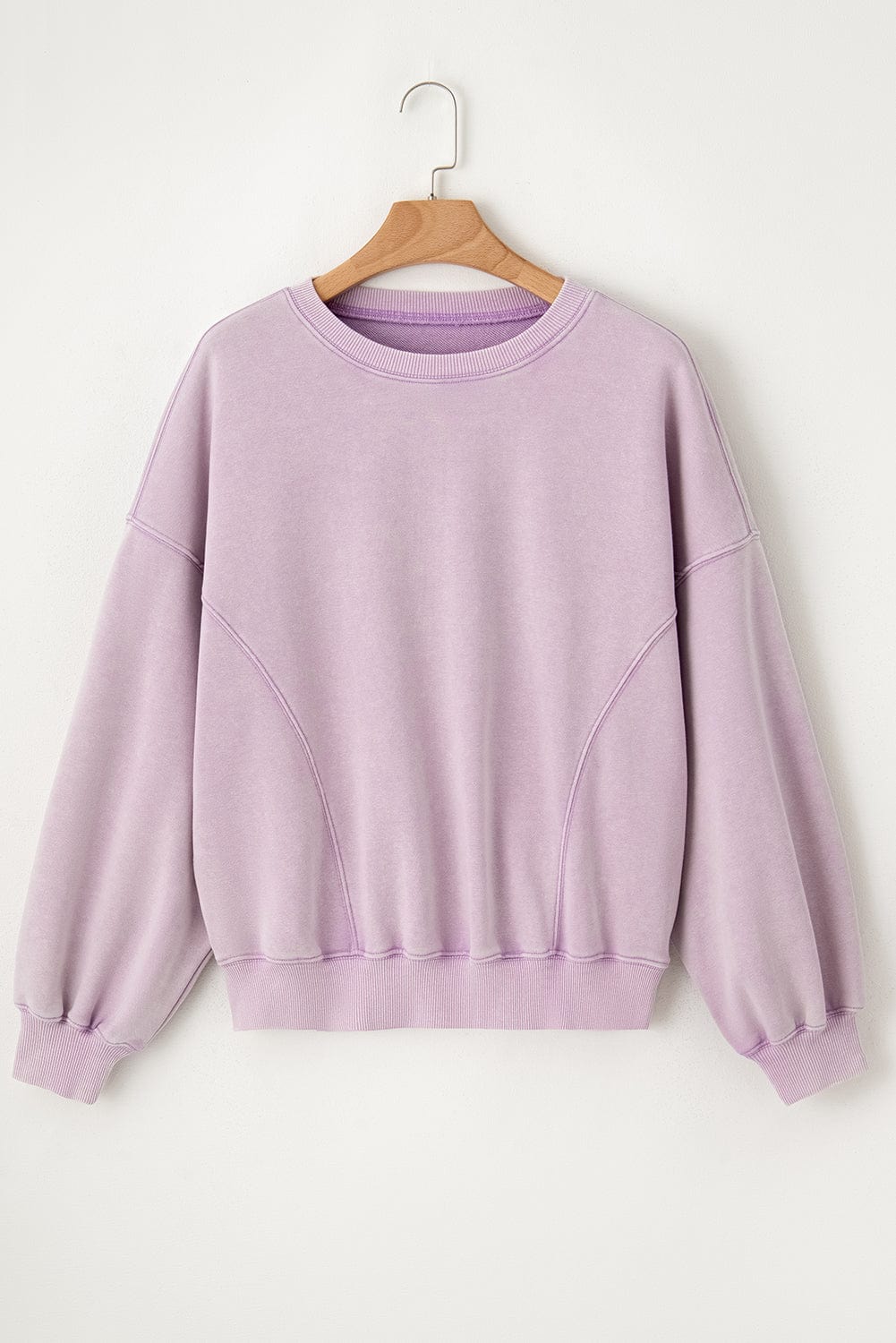 Trendsi Fall Pink Purple / S Round Neck Long Sleeve Sweatshirt Round Neck Long Sleeve Sweatshirt