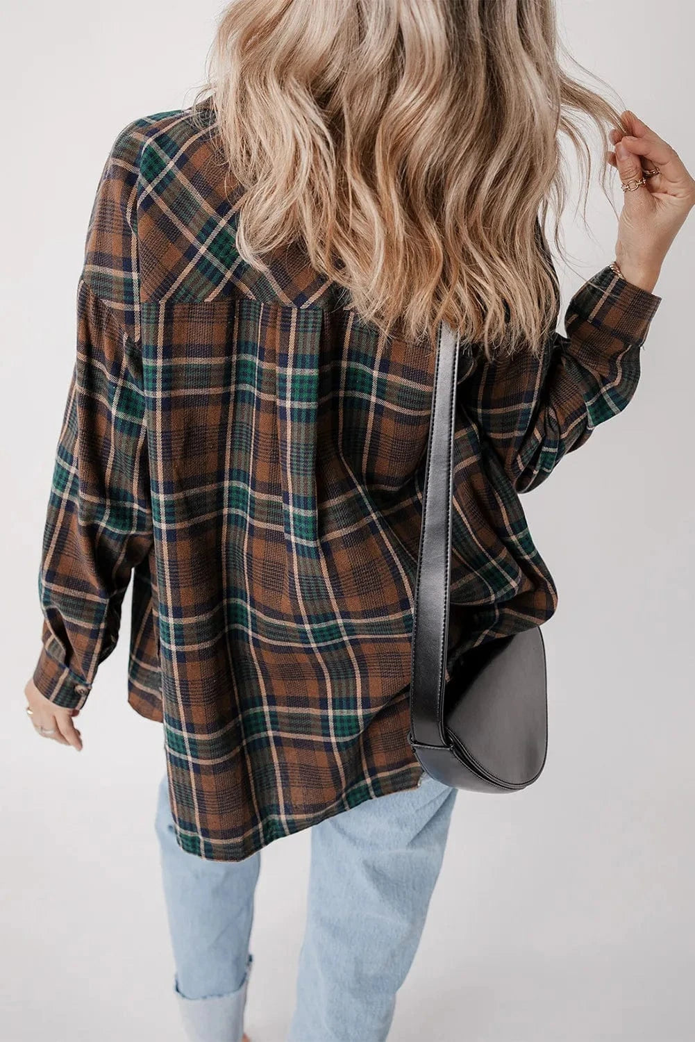 Trendsi Fall Plaid Button Up Long Sleeve Jacket Plaid Button Up Long Sleeve Jacket