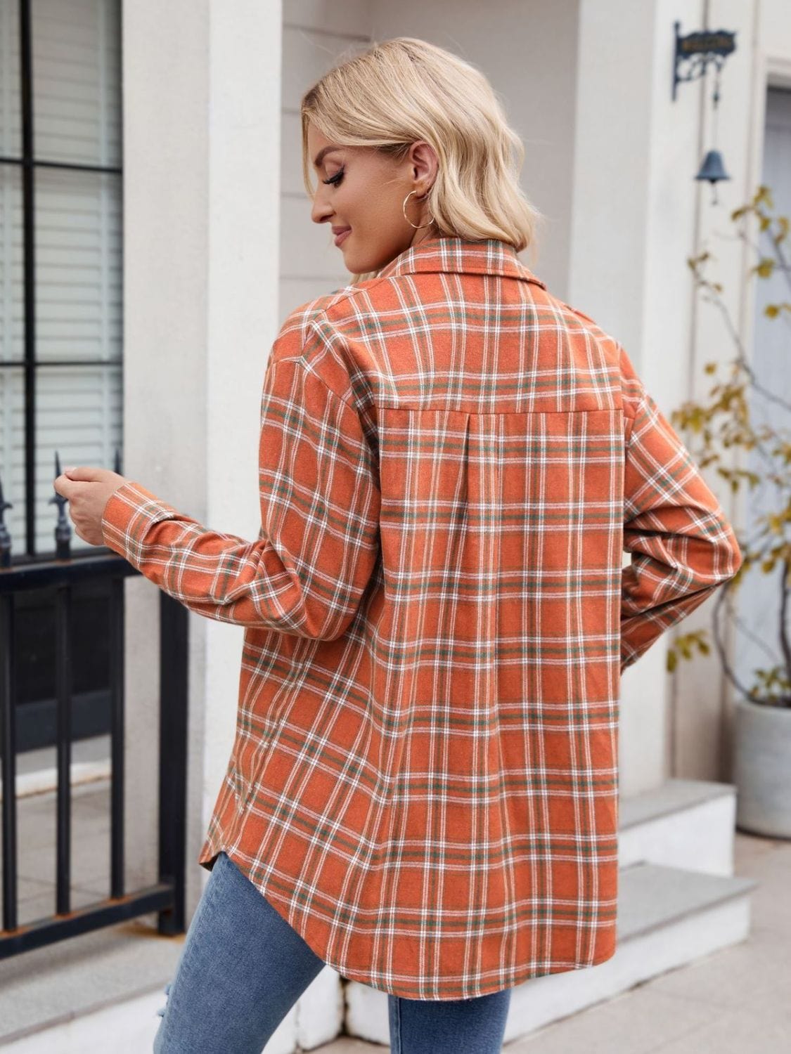 Trendsi Fall Plaid Button Up Long Sleeve Shirt Plaid Button Up Long Sleeve Shirt