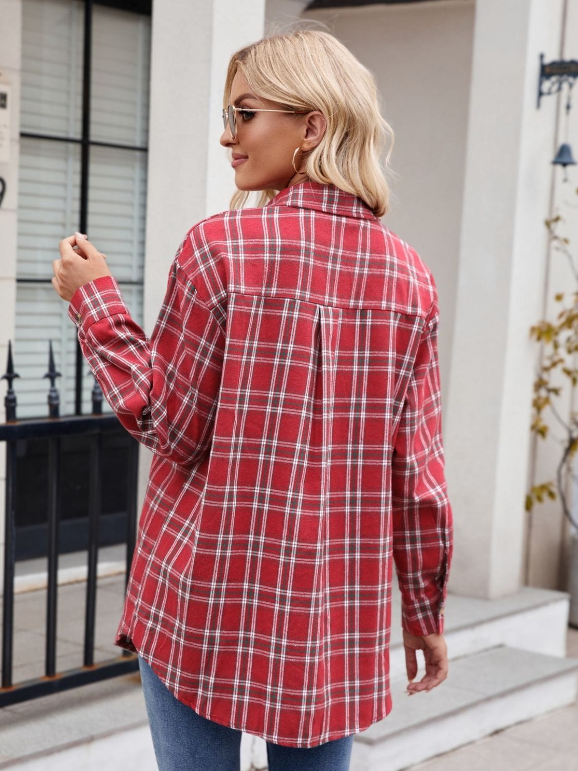 Trendsi Fall Plaid Button Up Long Sleeve Shirt Plaid Button Up Long Sleeve Shirt