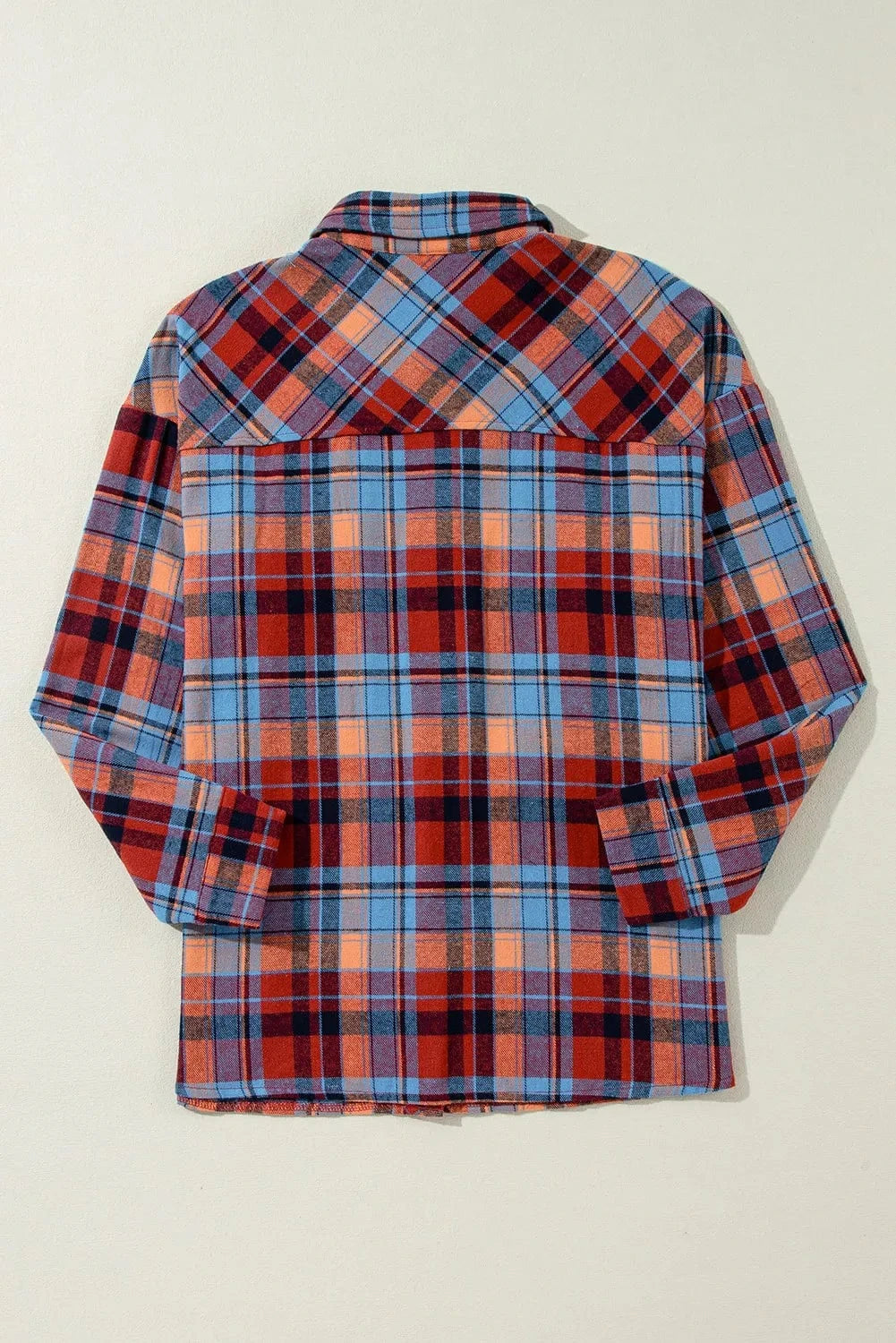 Trendsi Fall Plaid Collared Neck Long Sleeve Shirt Plaid Collared Neck Long Sleeve Shirt