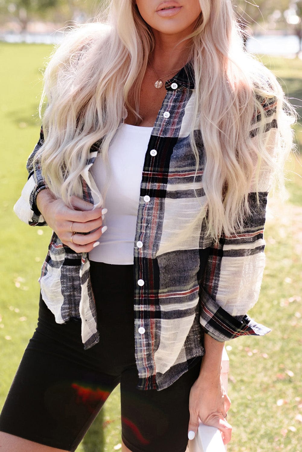 Trendsi Fall Plaid / S Plaid Button Up Long Sleeve Shirt Plaid Button Up Long Sleeve Shirt