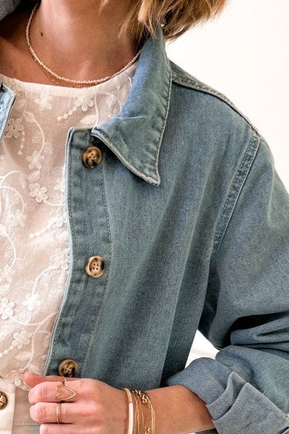 Trendsi Fall Pocketed Button Up Long Sleeve Denim Jacket Pocketed Button Up Long Sleeve Denim Jacket