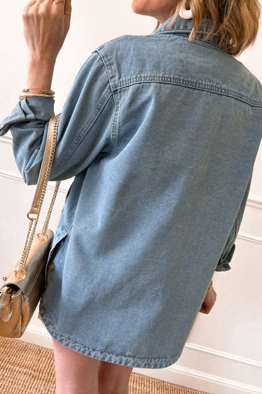 Trendsi Fall Pocketed Button Up Long Sleeve Denim Jacket Pocketed Button Up Long Sleeve Denim Jacket