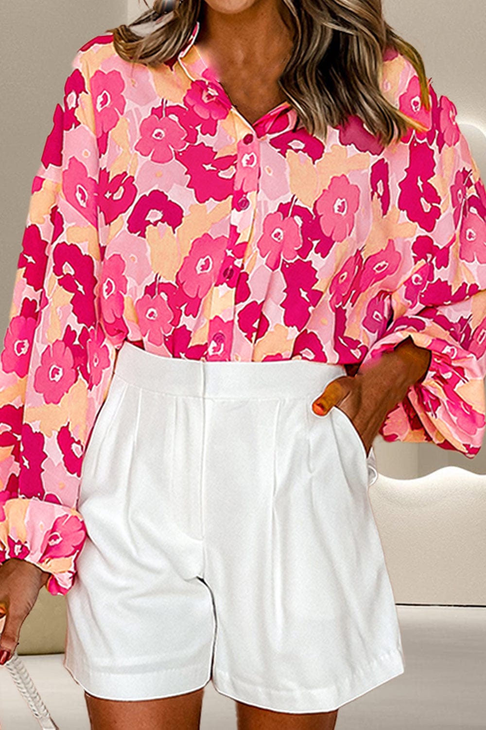 Trendsi Fall Printed Button Up Long Sleeve Blouse Printed Button Up Long Sleeve Blouse